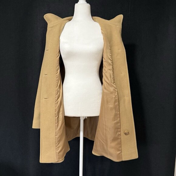 Anne Klein Womens Wool Blend Camel Coat With Button Closure Size L - Picture 9 of 16